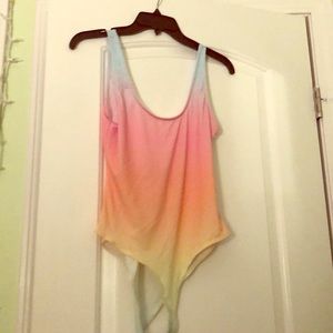 pastel rainbow body suit never worn